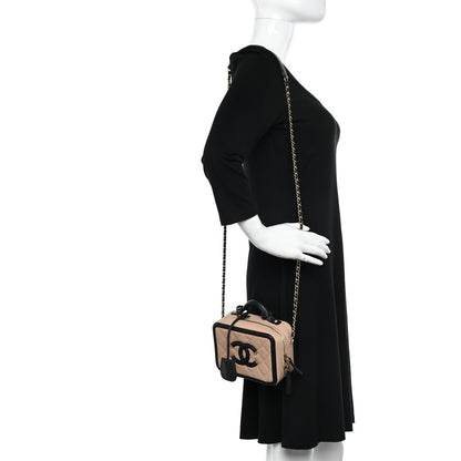 Chanel Caviar Quilted Small CC Filigree Vanity Case Beige Black 2 of 11
