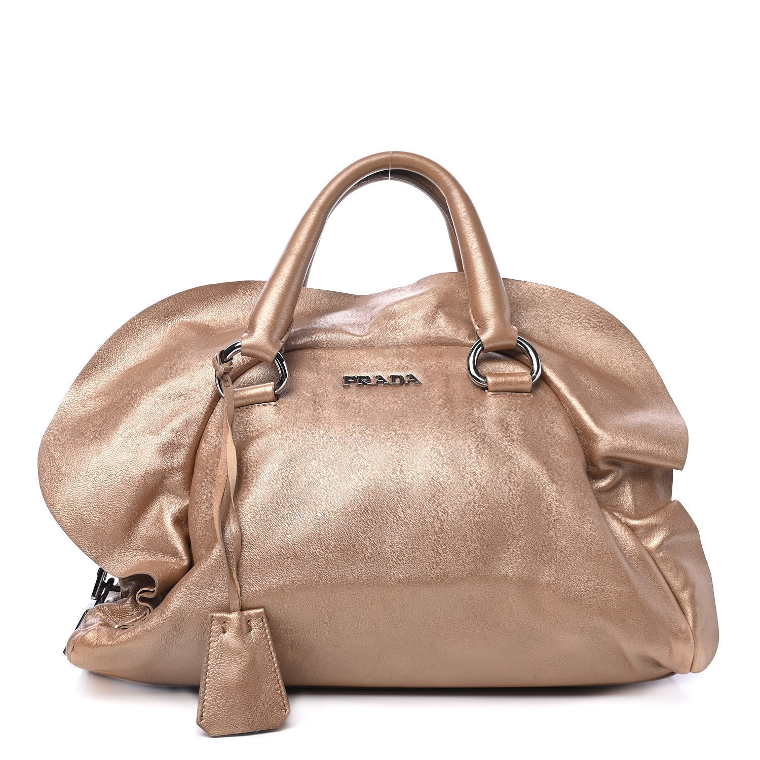 Prada Metallic Nappa Ruffle Bauletto Gold 1 of 4