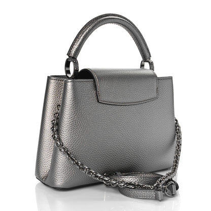 Louis Vuitton Metallic Calfskin Capucines BB Etain 3 of 9