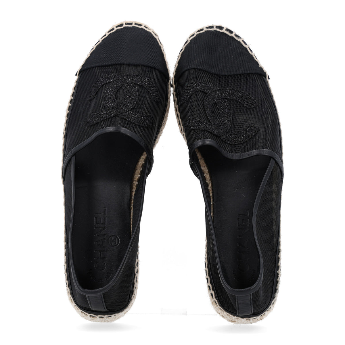 Mesh Grosgrain CC Espadrilles 40 Black