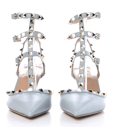 Valentino Garavani Pebbled Calfskin Rockstud Ankle Strap 65mm Pumps 39.5 Sky Sorbet 2 of 10