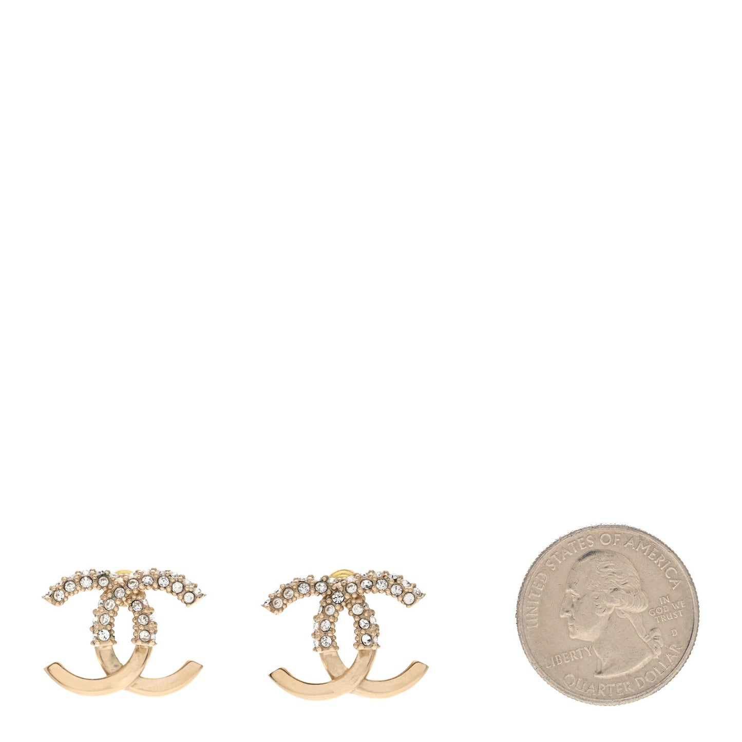 Metal Crystal Bead CC Earrings Gold