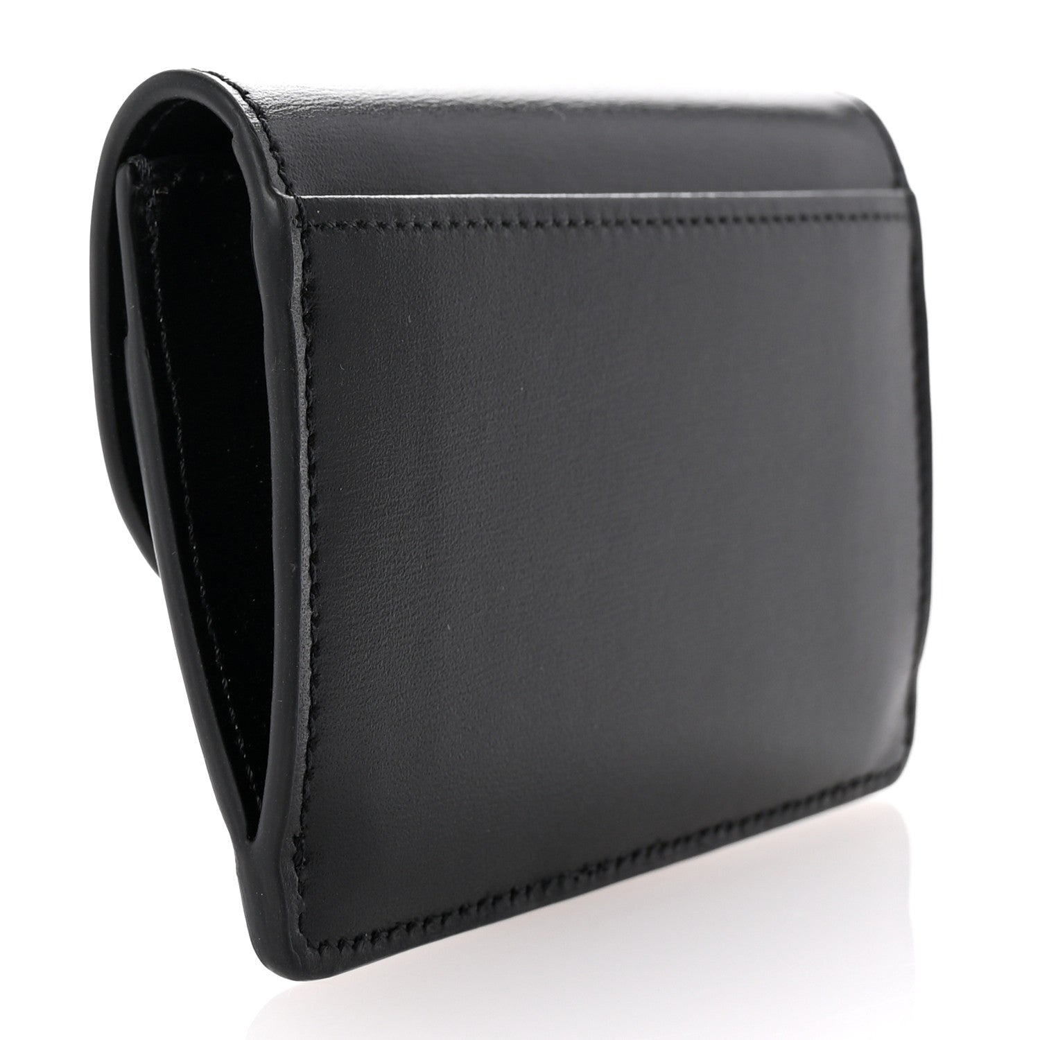 Celine Shiny Calfskin Triomphe Flap Card Holder Black 3 of 7