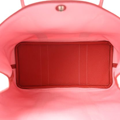 Hermes Toile Militaire Vache Country Garden Party Tote 36 MM Rose Sakura Rouge Duchesse 5 of 11