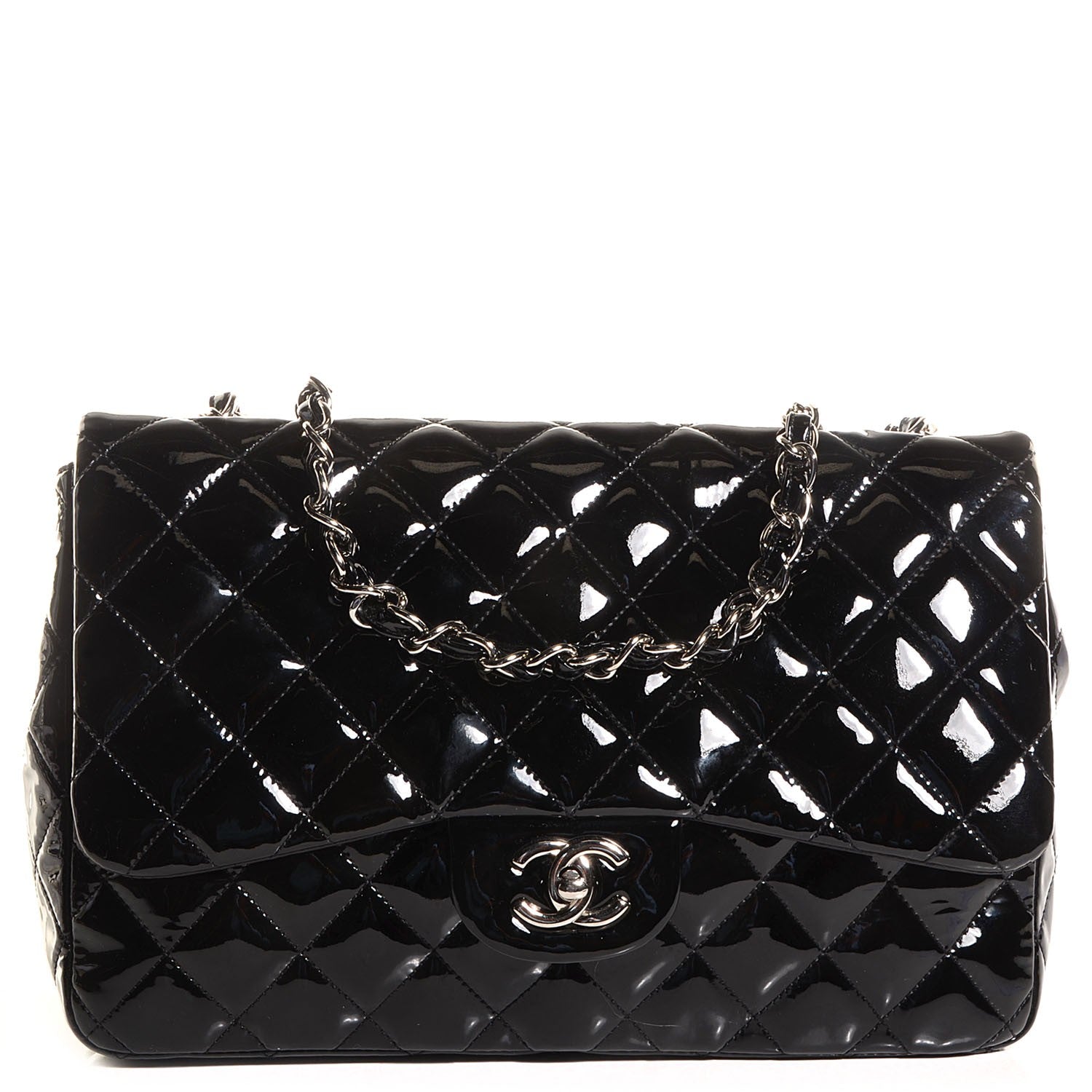 Chanel Patent Quilted Jumbo Single Flap Black 1 of 8