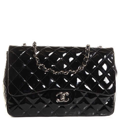 Chanel Patent Quilted Jumbo Single Flap Black 1 of 8