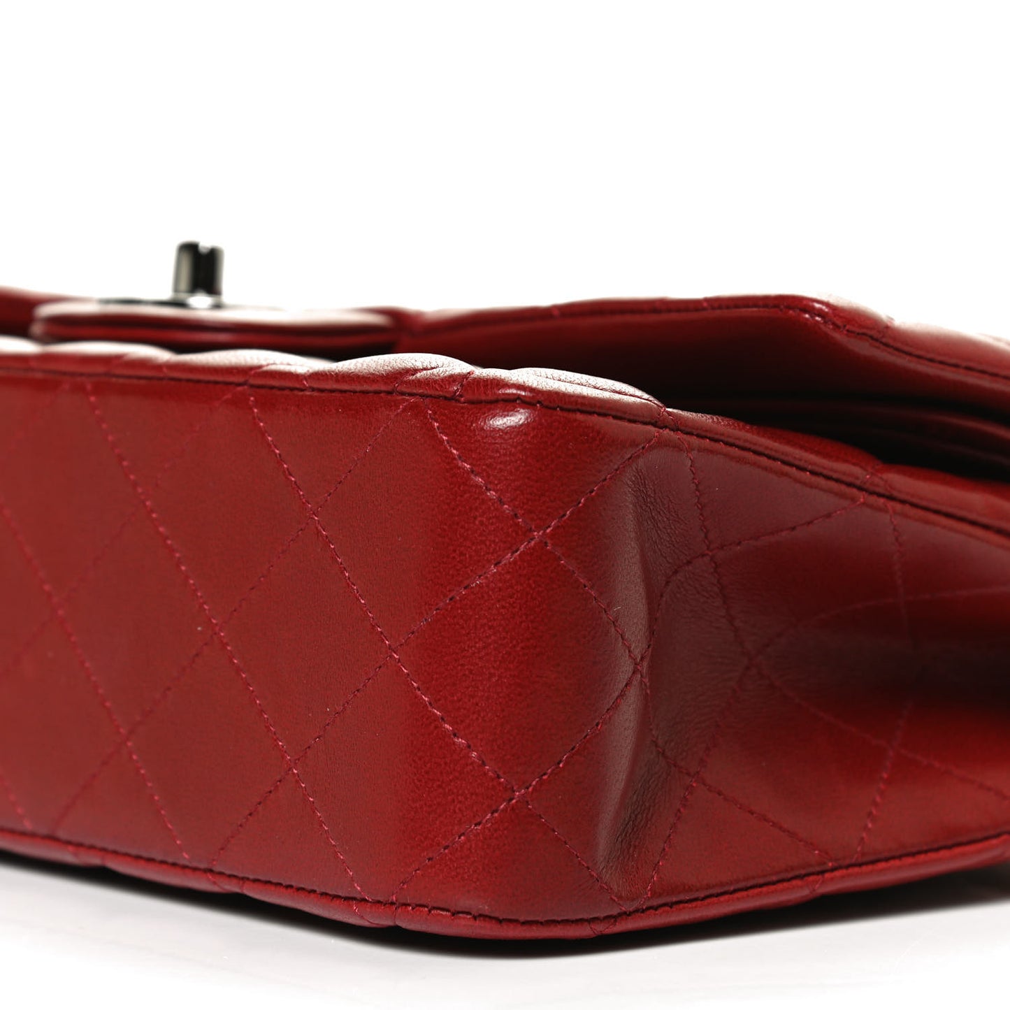 Lambskin Quilted Medium Double Flap Red