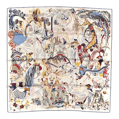 Hermes Silk Emile Et Une Nuit Scarf 90 Craie Rouge H Marine 1 of 5