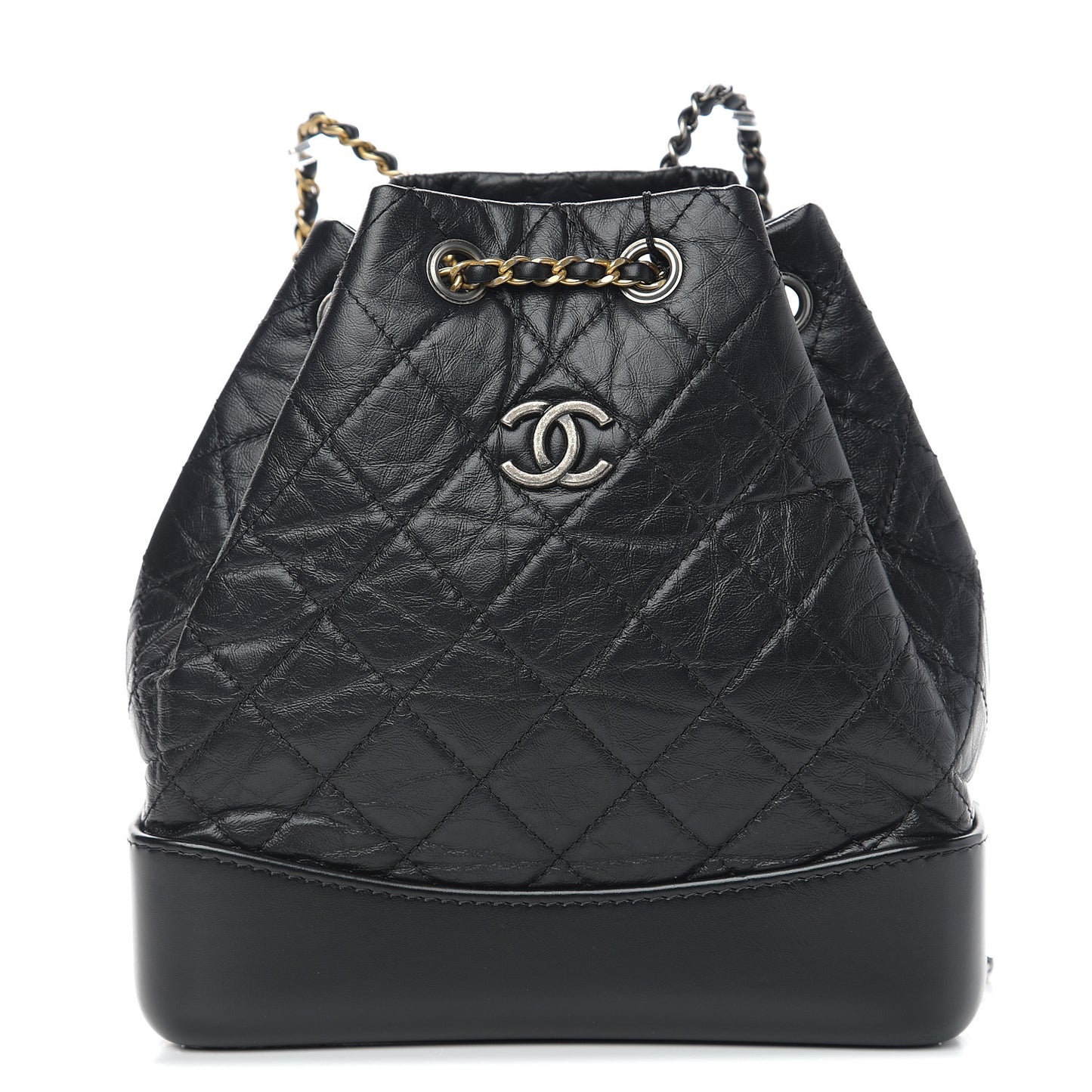 Aged Calfskin Quilted Small Gabrielle Backpack Black