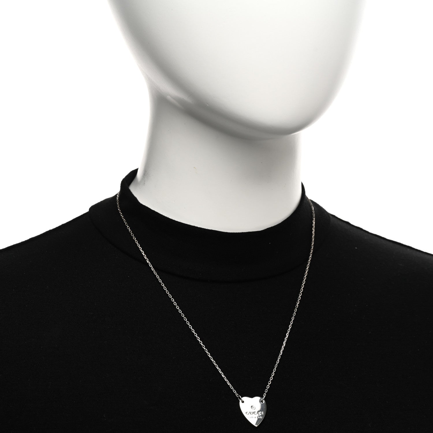Gucci Sterling Silver Trademark Heart Pendant Necklace 2 of 5