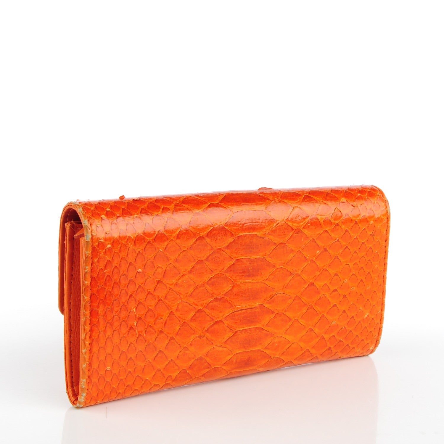 Chanel Python CC Long Flap Wallet Orange 3 of 11