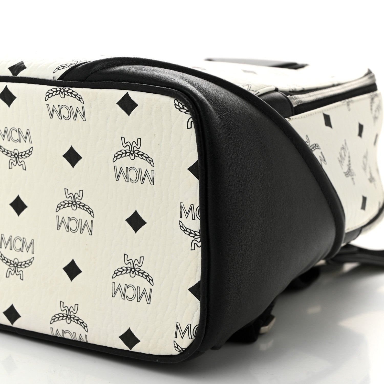 MCM Visetos Small Duke Backpack White Black 9 of 10