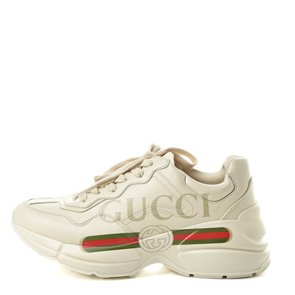 Gucci Calfskin Logo Womens Rhyton Sneakers 35 Ivory 1 of 8