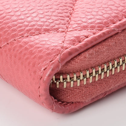 Chanel Metallic Caviar Quilted Zip Coin Purse Pink 6 of 12