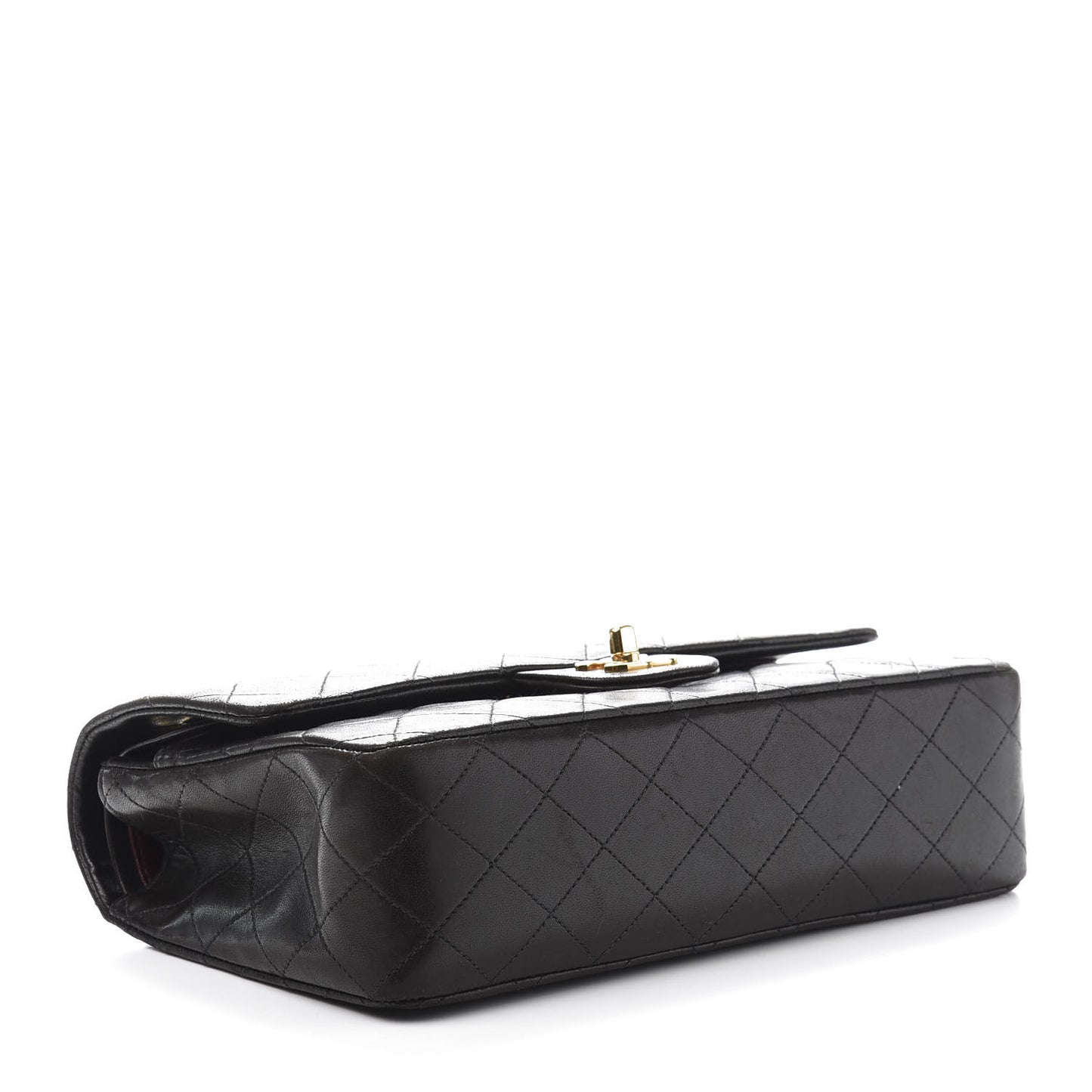 Lambskin Quilted Medium Double Flap Black