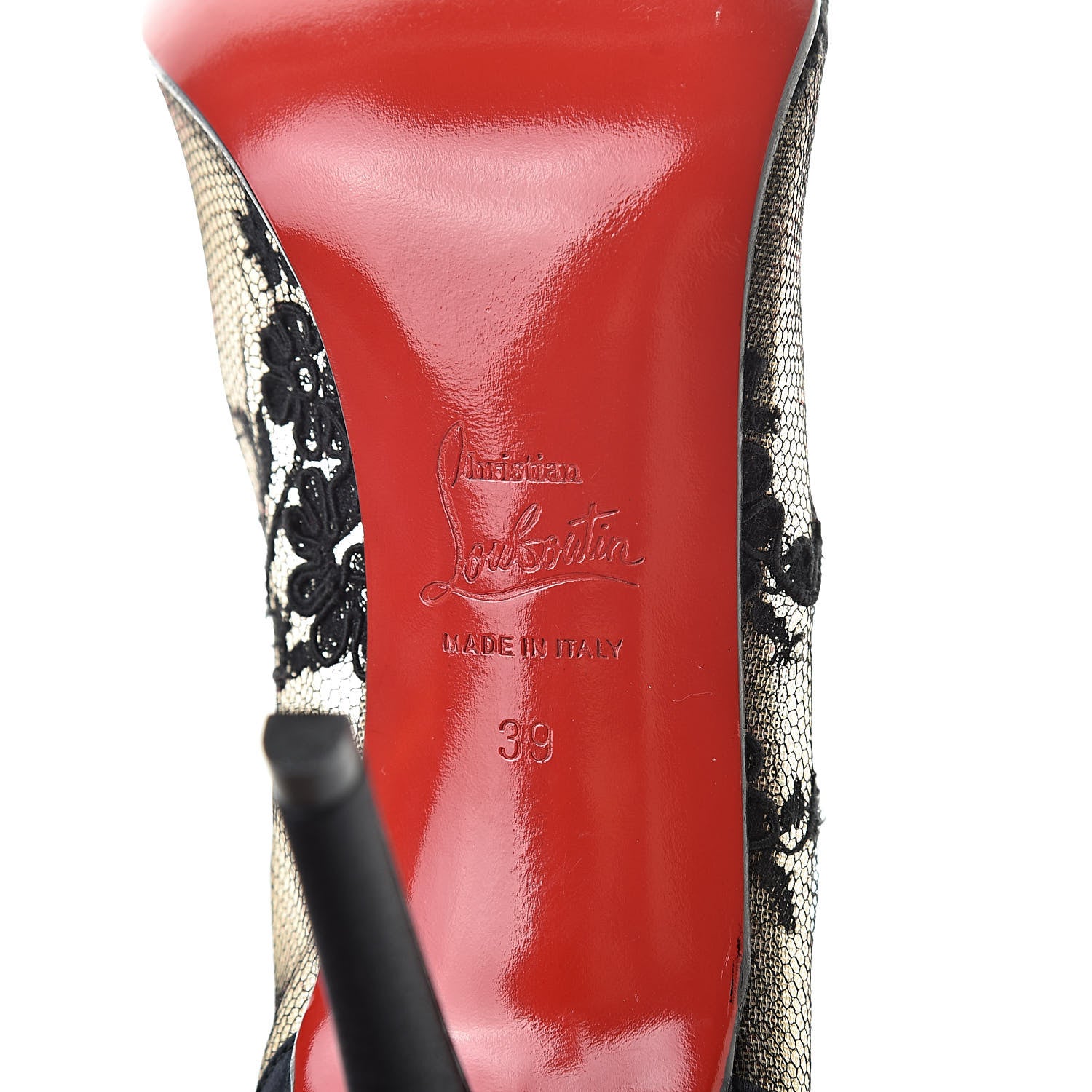 Christian Louboutin Crepe Satin Lace Paola 100 Pumps 39 Black 7 of 10