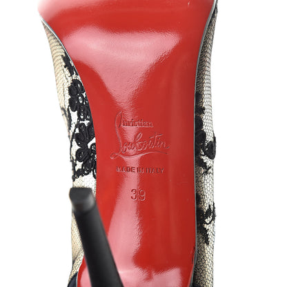 Christian Louboutin Crepe Satin Lace Paola 100 Pumps 39 Black 7 of 10