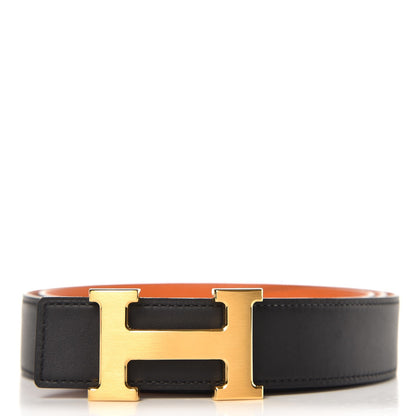 Hermes Swift Epsom 32mm H Belt 100 Black Orange 1 of 7