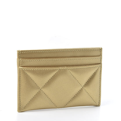 Chanel Metallic Goatskin Quilted Chanel 19 Card Holder Gold 2 of 10