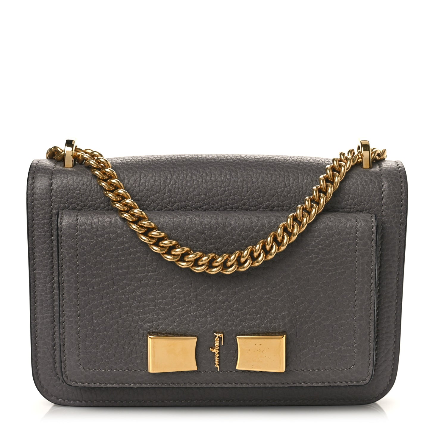 Pebbled Calfskin Ginevra Chain Bag Grey