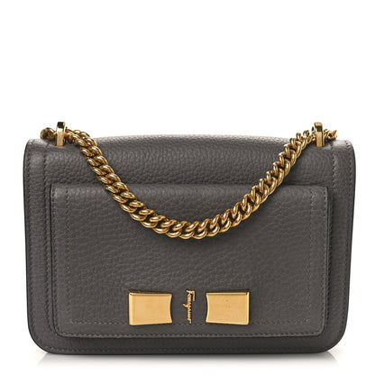 Salvatore Ferragamo Pebbled Calfskin Ginevra Chain Bag Grey 1 of 8