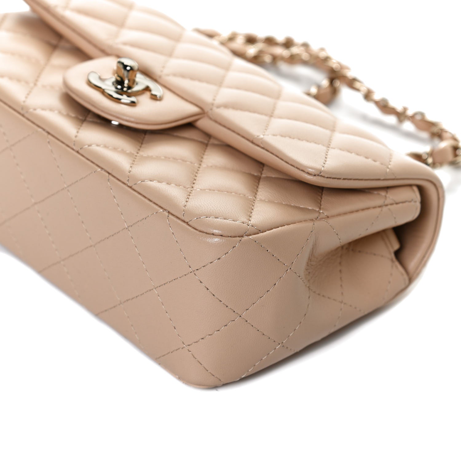 Chanel Lambskin Quilted Mini Rectangular Flap Beige 11 of 14