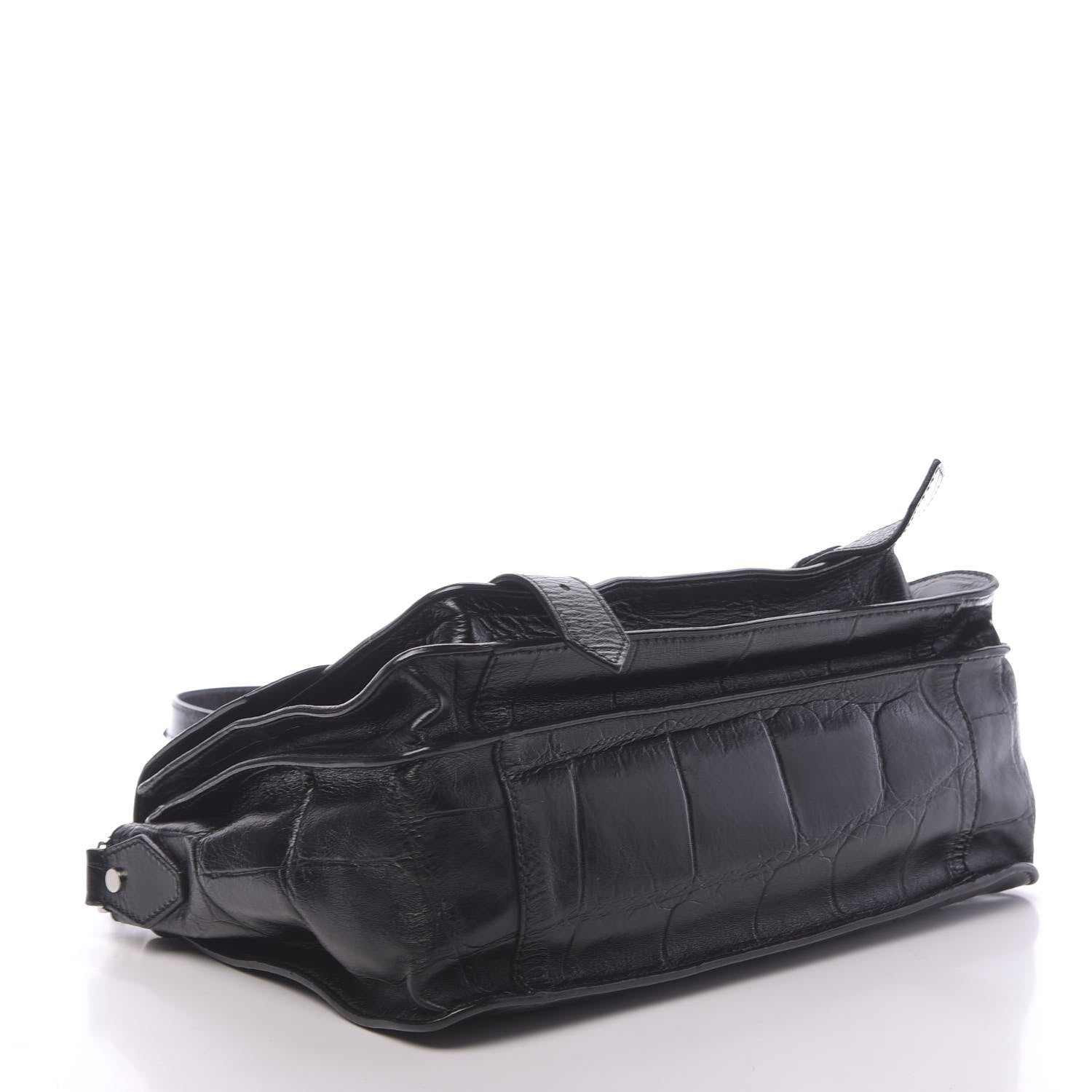 Proenza Schouler Calfskin Crocodile Embossed Medium PS1 Satchel Black 5 of 12