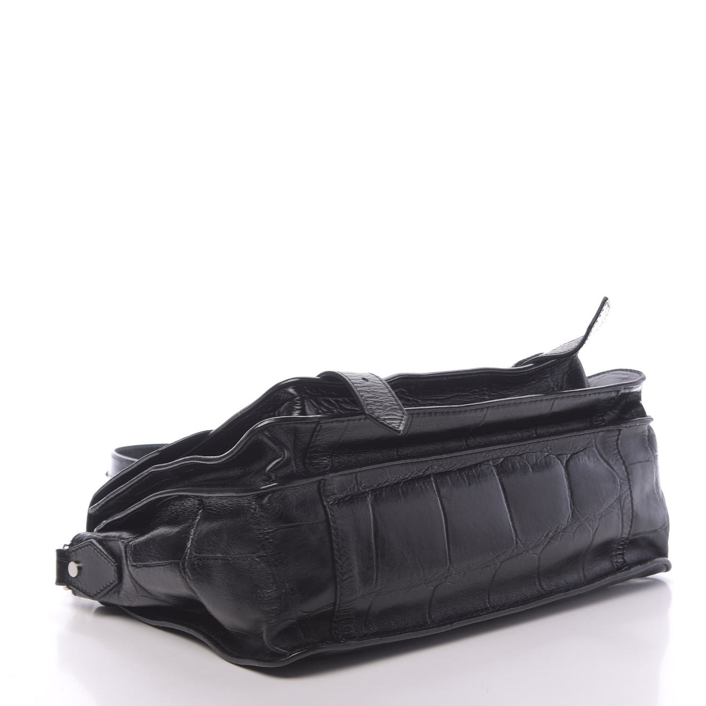 Calfskin Crocodile Embossed Medium PS1 Satchel Black