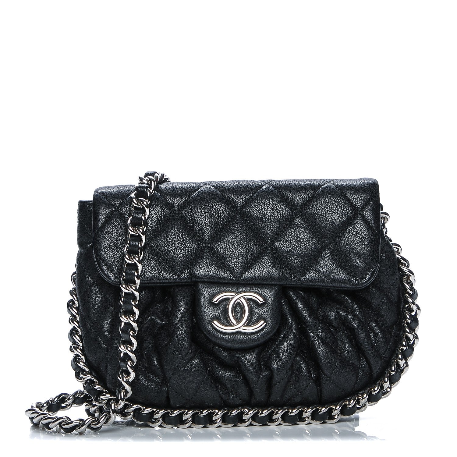 Chanel Washed Lambskin Quilted Mini Chain Around Flap Black 1 of 6