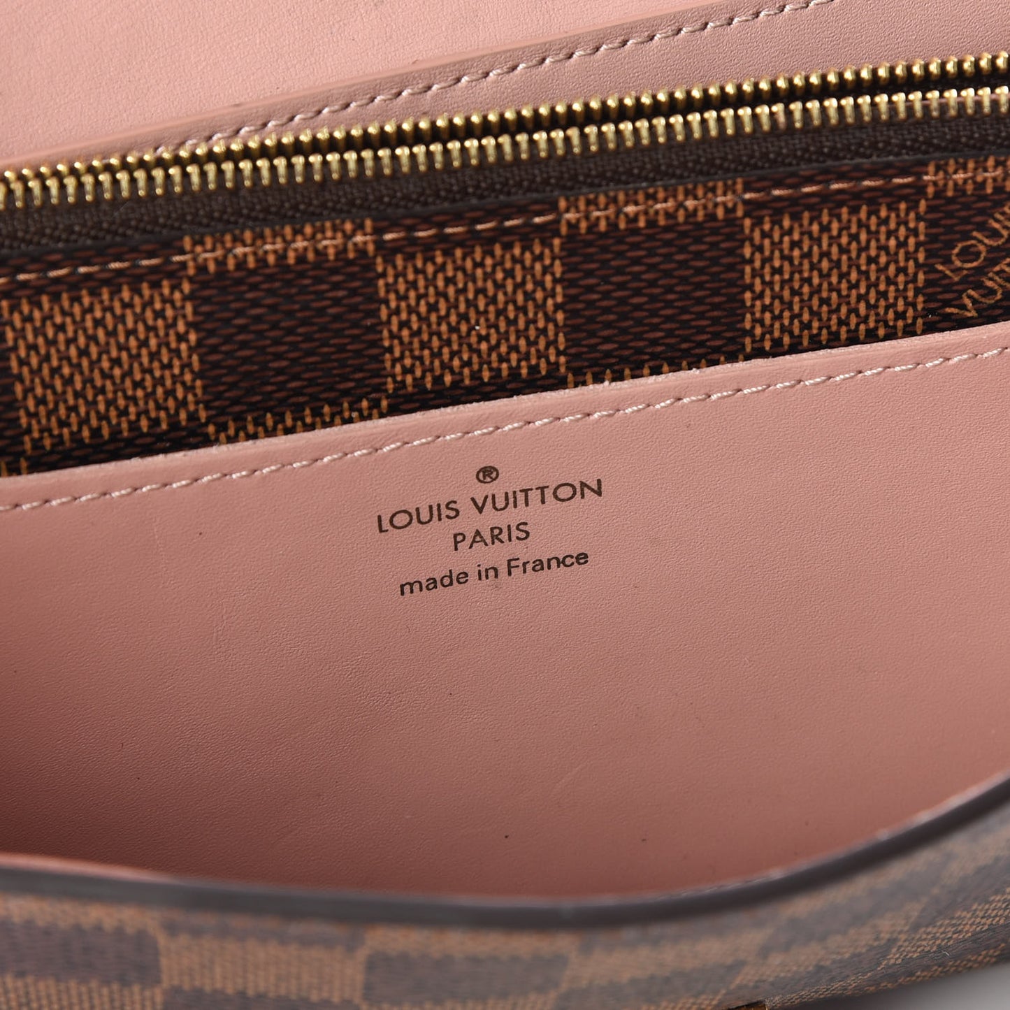 Damier Ebene Croisette Chain Wallet Rose Ballerine