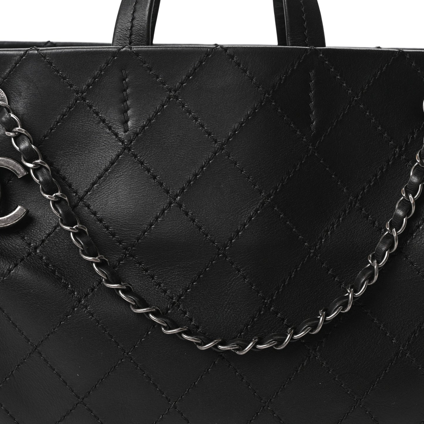 Calfskin CC Pocket Tote Black