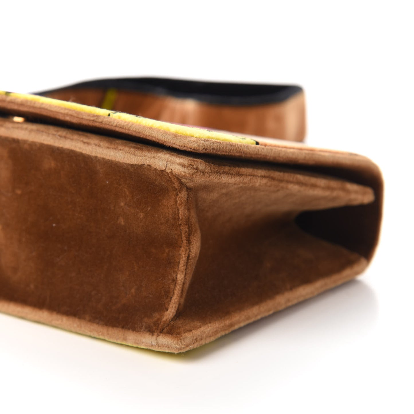 Velluto Ricamo Cahier Shoulder Bag Cammello