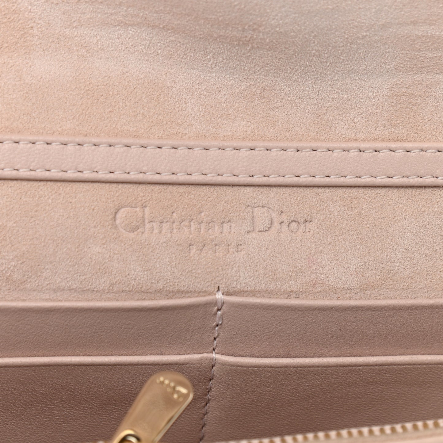 Grained Calfskin Diorama Wallet on Chain Pouch Nude