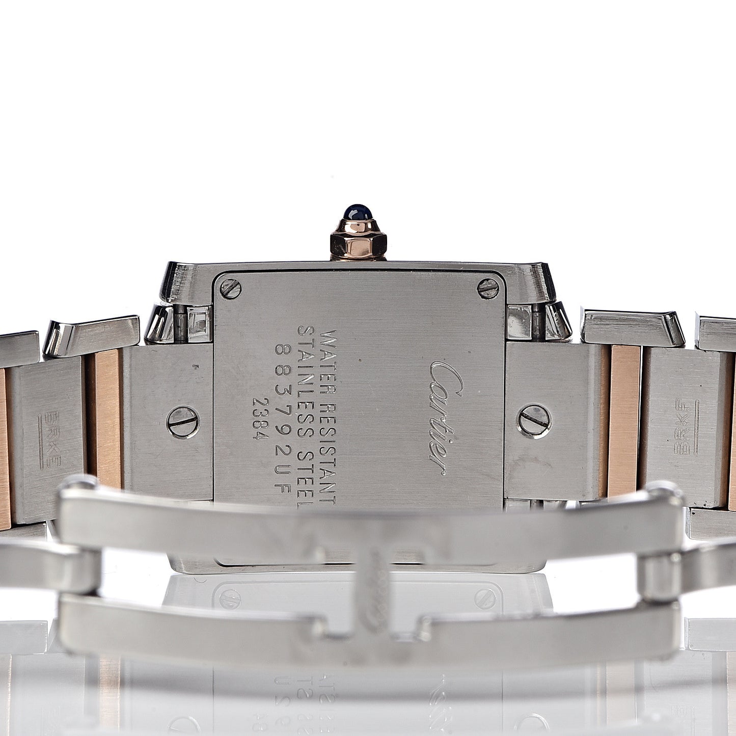 Stainless Steel 18K Pink Gold Mother of Pearl 20mm Tank Francaise Quartz Watch