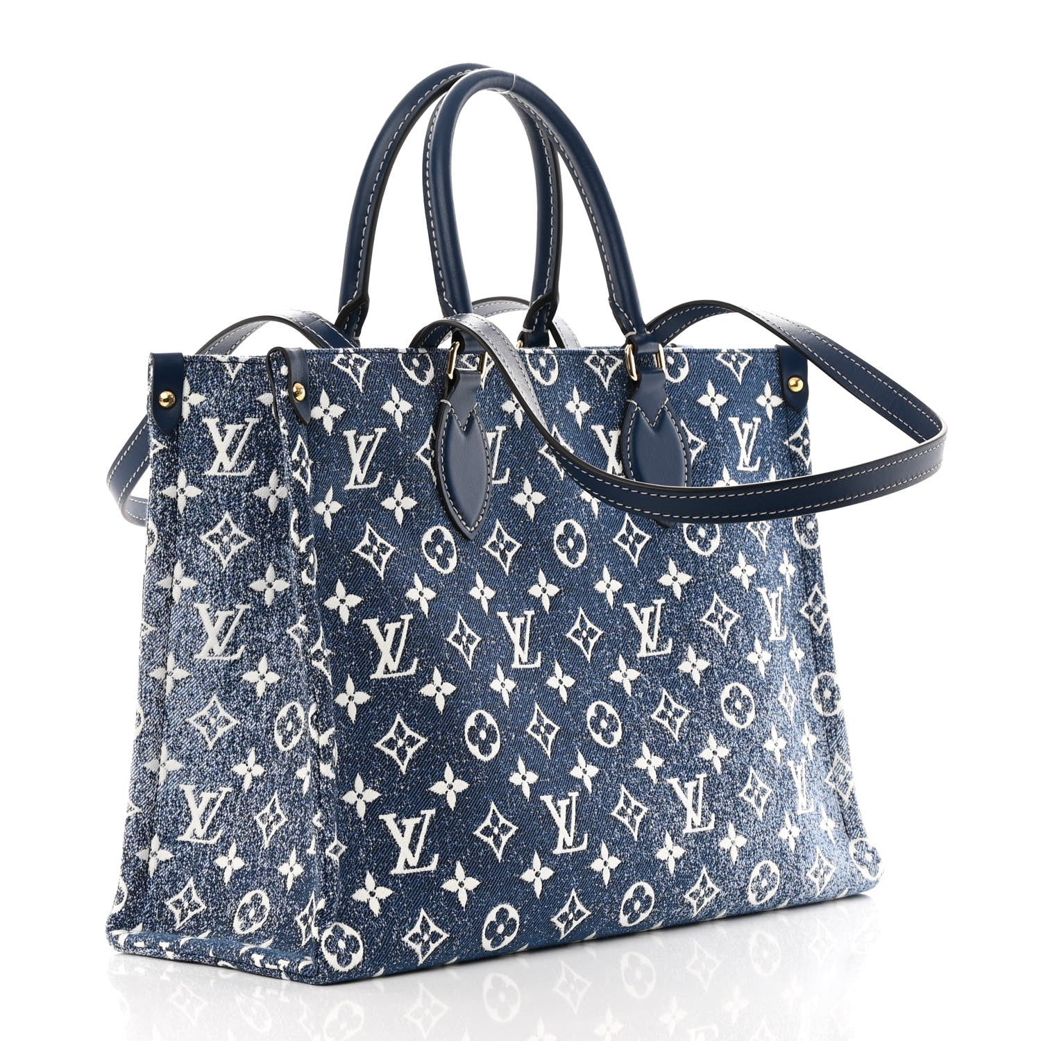 Louis Vuitton Monogram Jacquard Denim Onthego MM Bleu 3 of 10