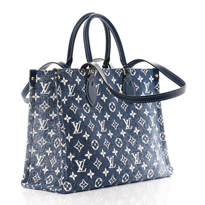 Louis Vuitton Monogram Jacquard Denim Onthego MM Bleu 3 of 10