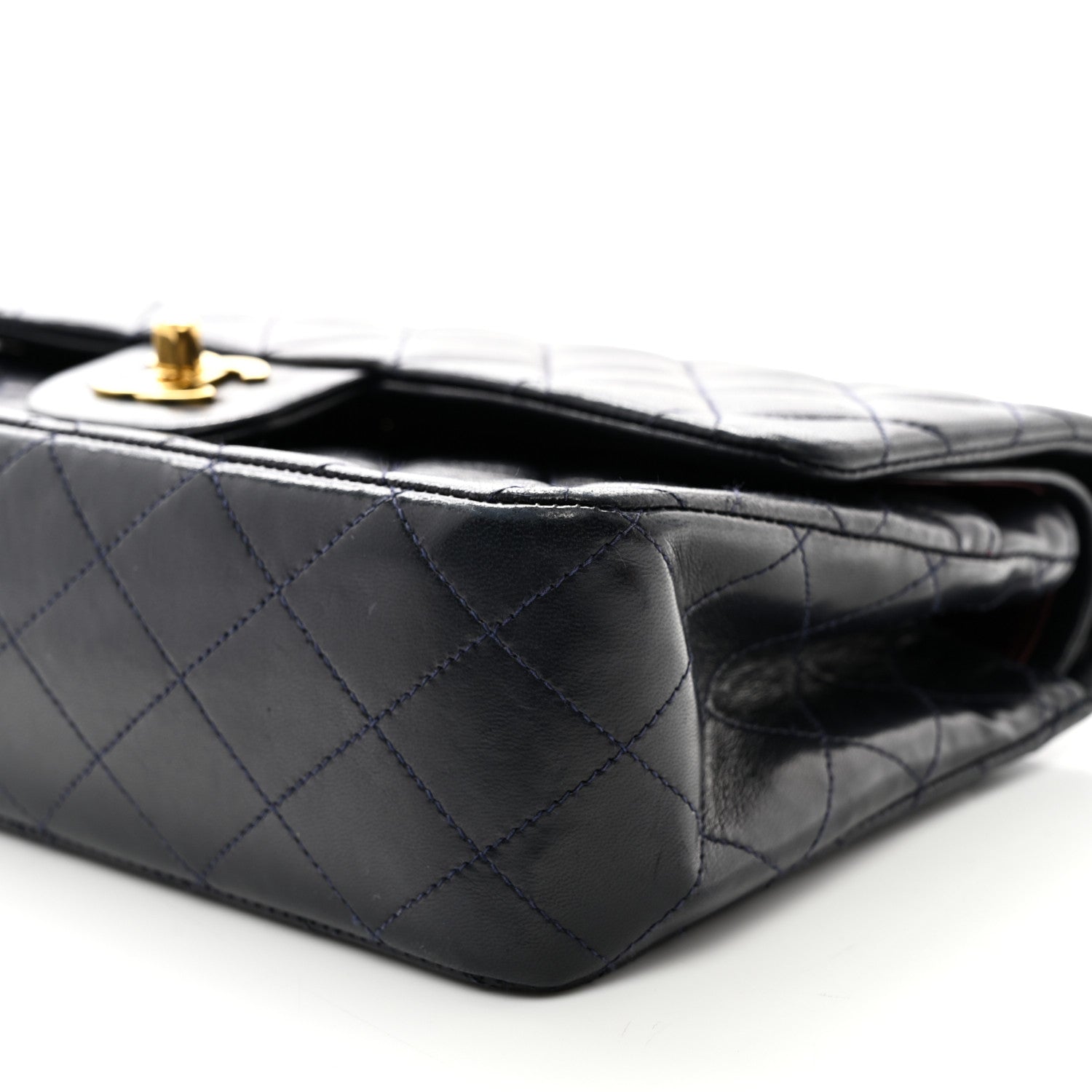 Chanel Lambskin Quilted Medium Double Flap Navy 10 of 12