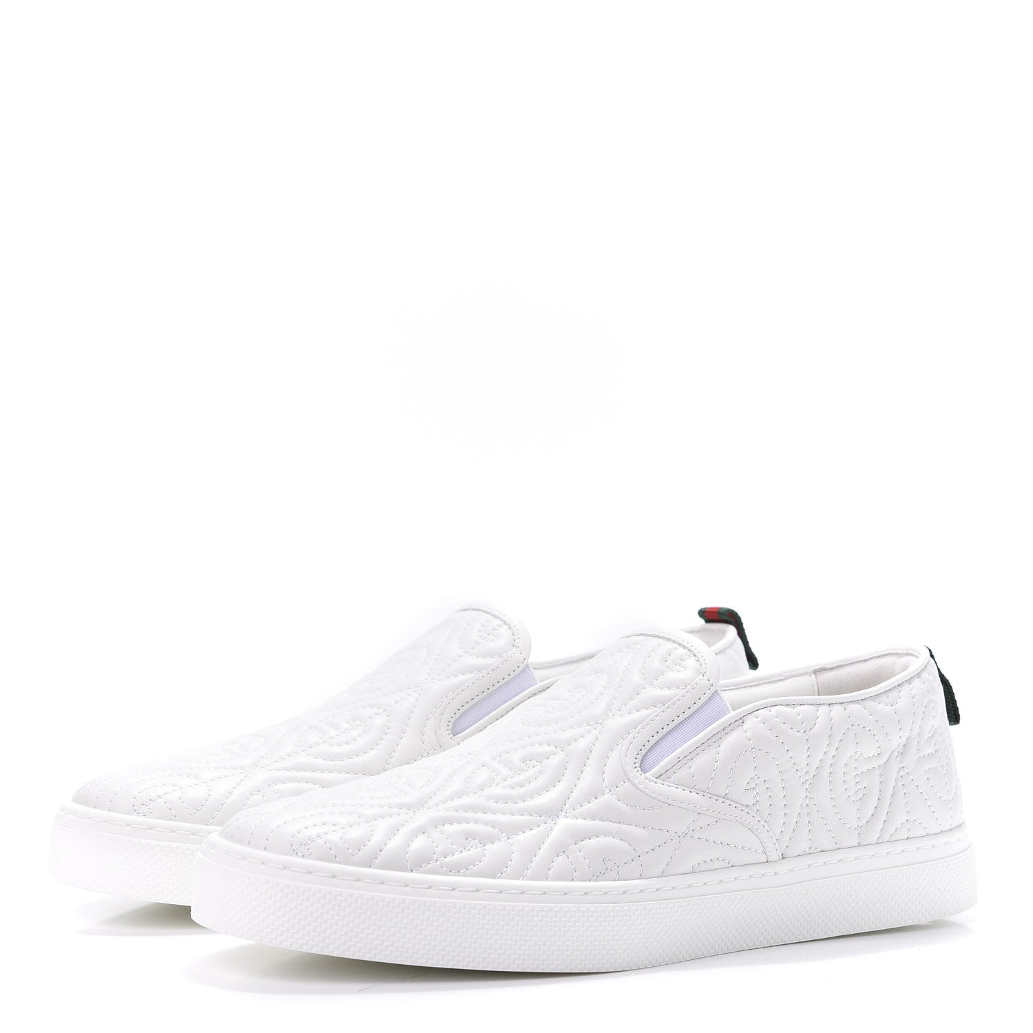 Gucci Nappa Web G Rhombus Quilted Mens Slip On Sneakers 7 Great White 3 of 10