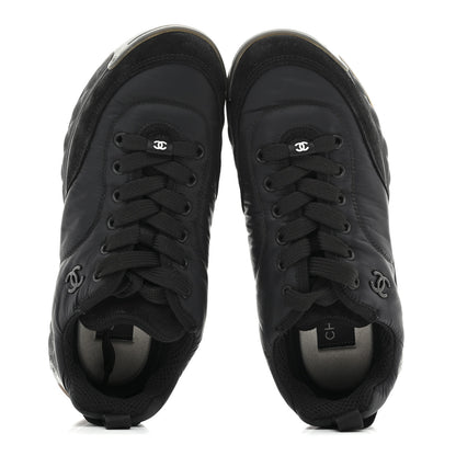 Chanel Nylon Suede Calfskin CC Sneakers 38 Black 2 of 9