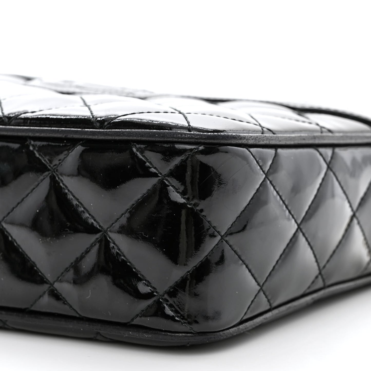 Patent Quilted Tassel Camera Case Black