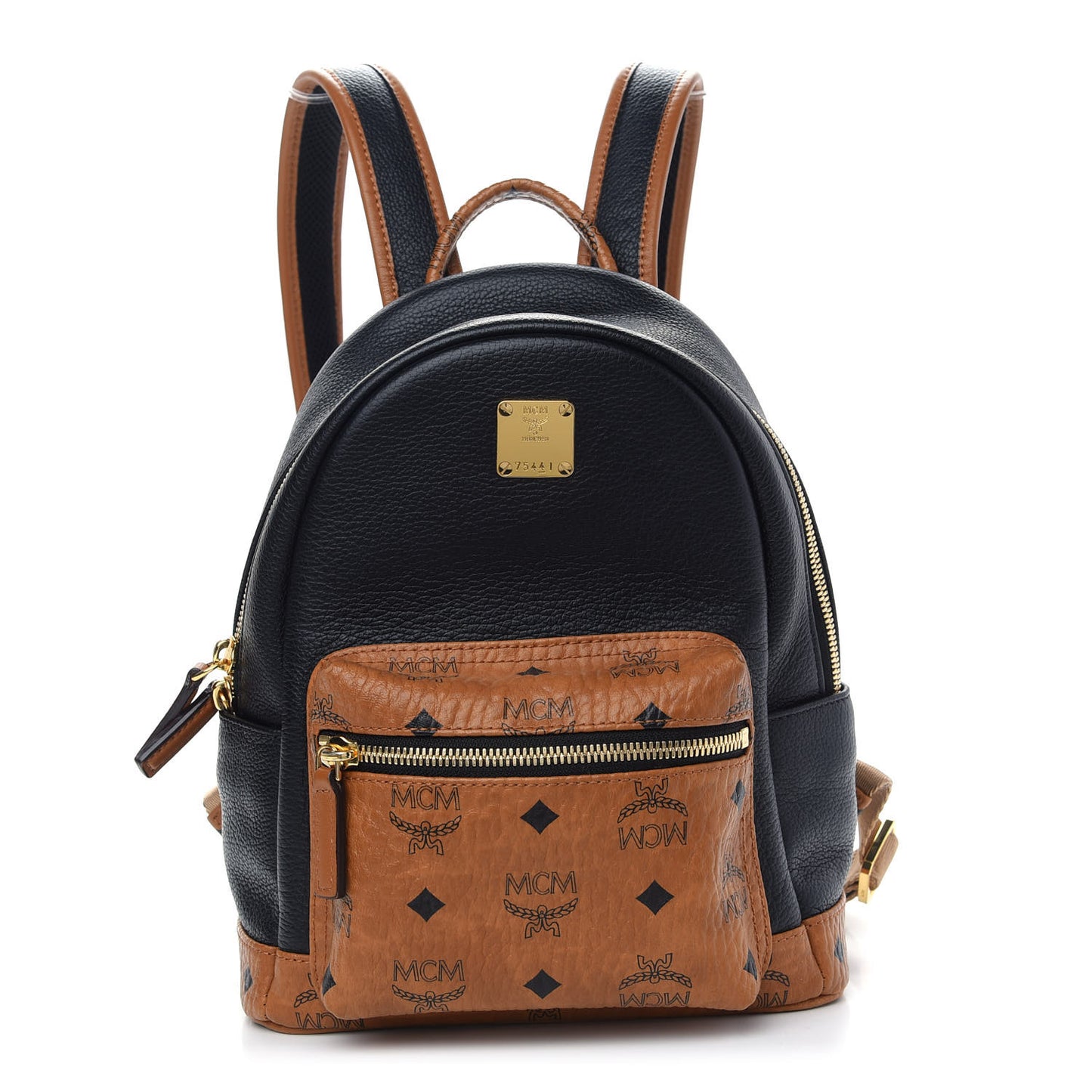 Visetos Calfskin Medium Geonautic Backpack Black Cognac
