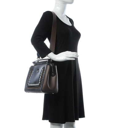 Fendi Vitello Baltico Shiny Nappa Lace Up DotCom Satchel Black Moresco Multicolor 2 of 9