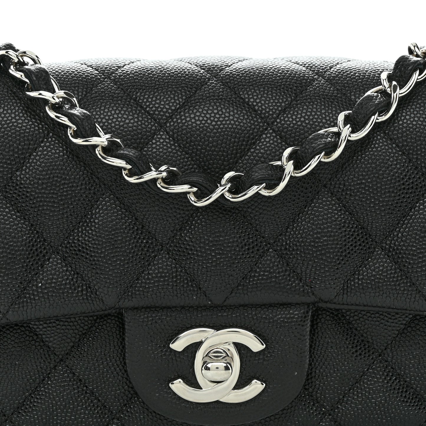 Caviar Quilted Mini Rectangular Flap Black