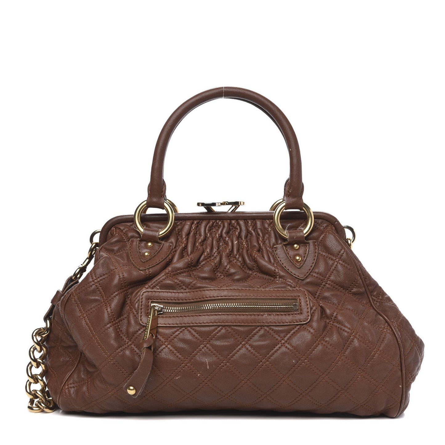 Calfskin Quilted Stam Brown