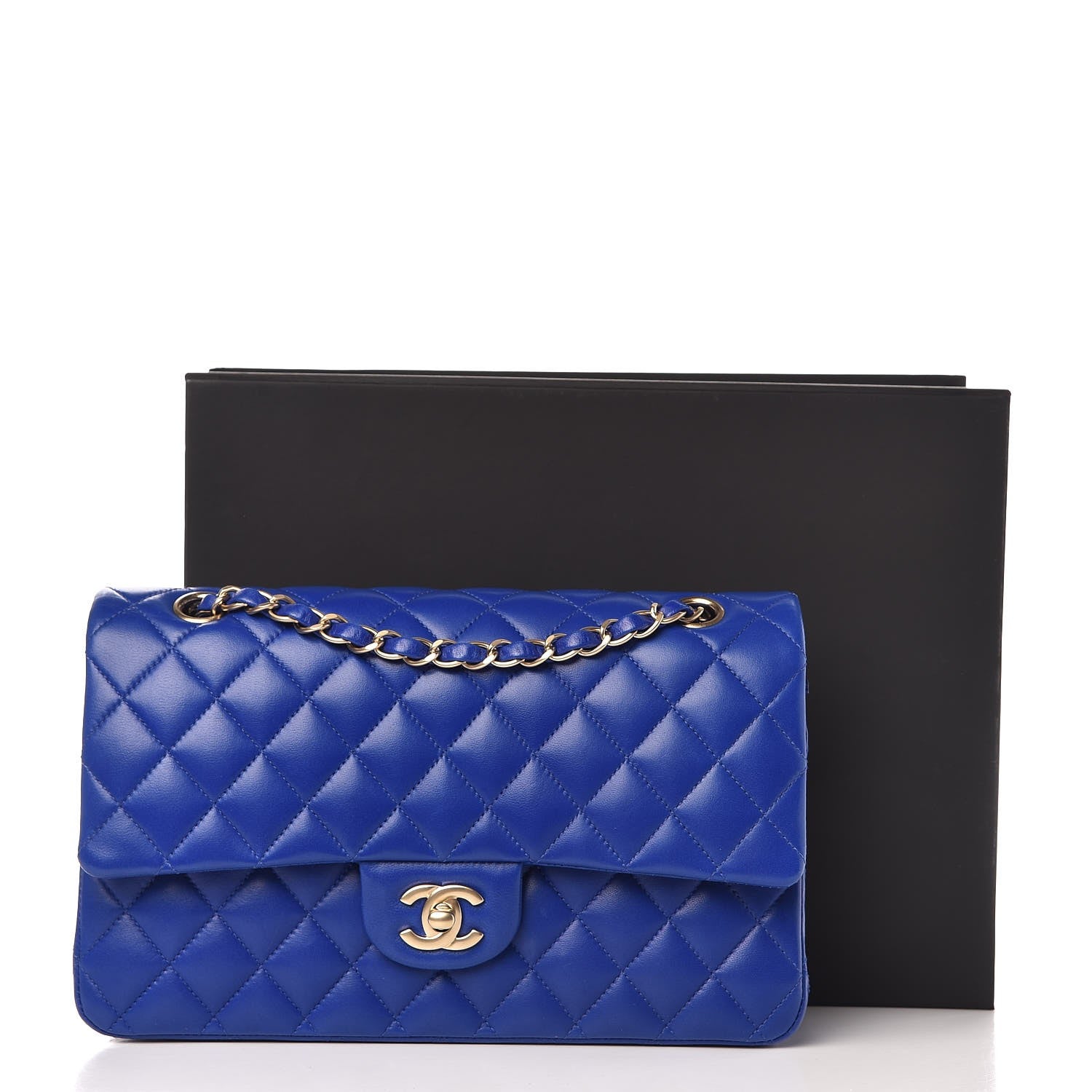 Chanel Lambskin Quilted Medium Double Flap Dark Blue 10 of 10