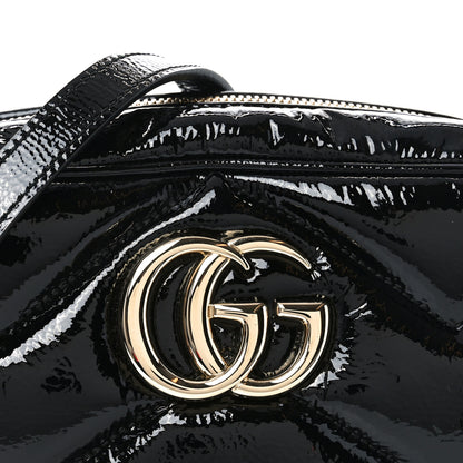 Gucci Patent Lambskin Matelasse Small GG Marmont Camera Bag Black 8 of 10