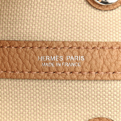 Hermes Toile Militaire Vache Country Garden Party 30 TPM Tote Beton Biscuit 6 of 10