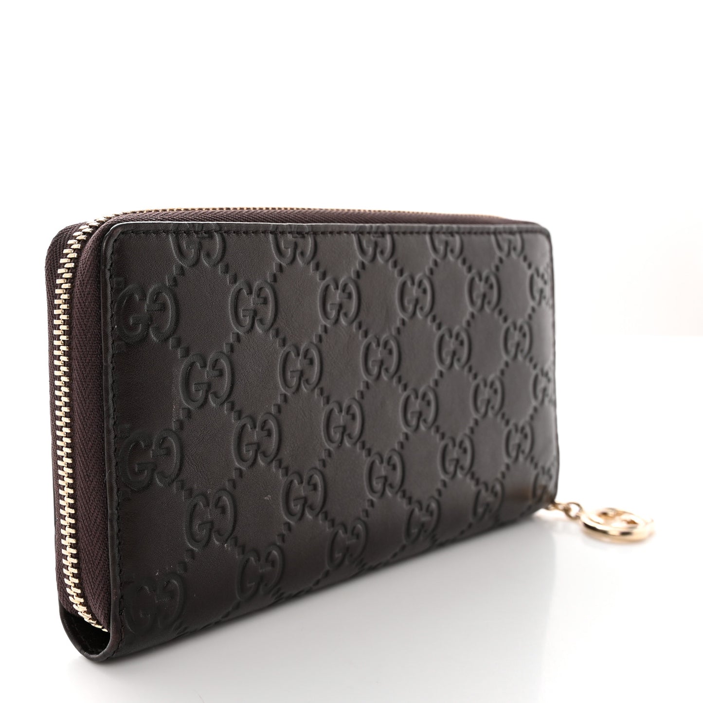 Guccissima GG Pierce Zip Around Wallet Dark Brown