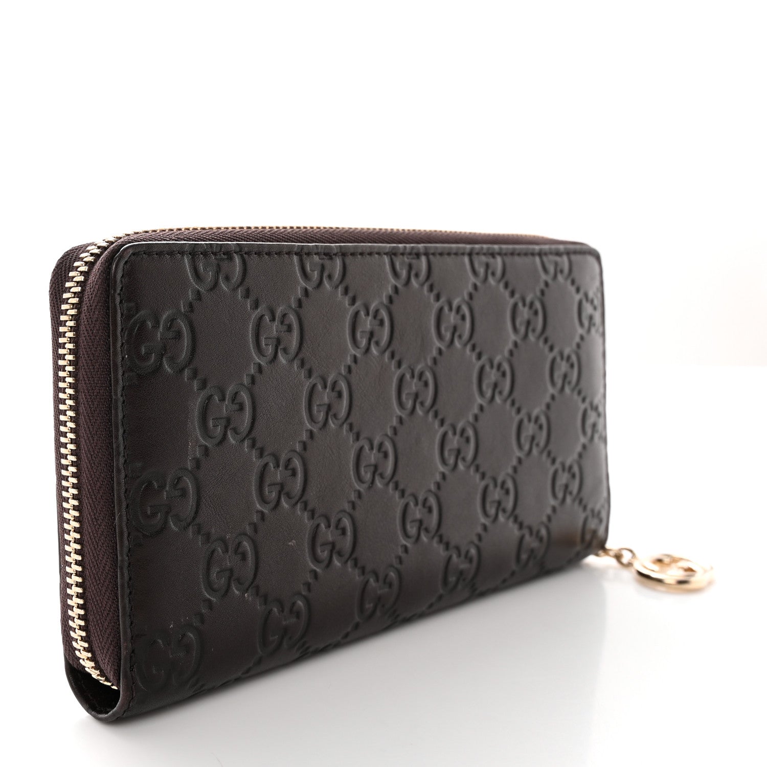 Gucci Guccissima GG Pierce Zip Around Wallet Dark Brown 3 of 13