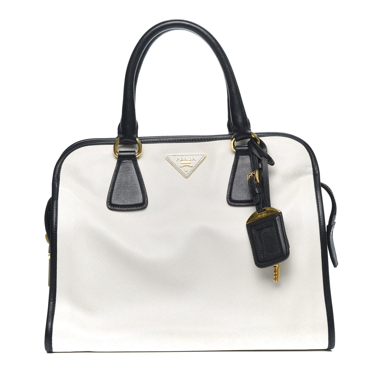 Prada Saffiano Soft Bi-Color Tote Black White 1 of 11